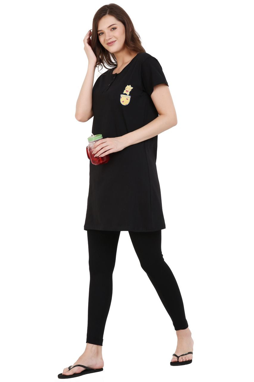 long t-shirt for women black color